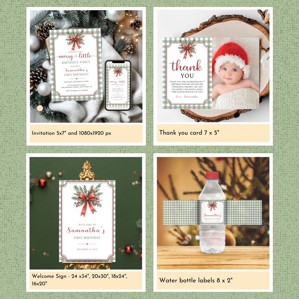 Christmas 1st Birthday Template Bundle #2 | CV76