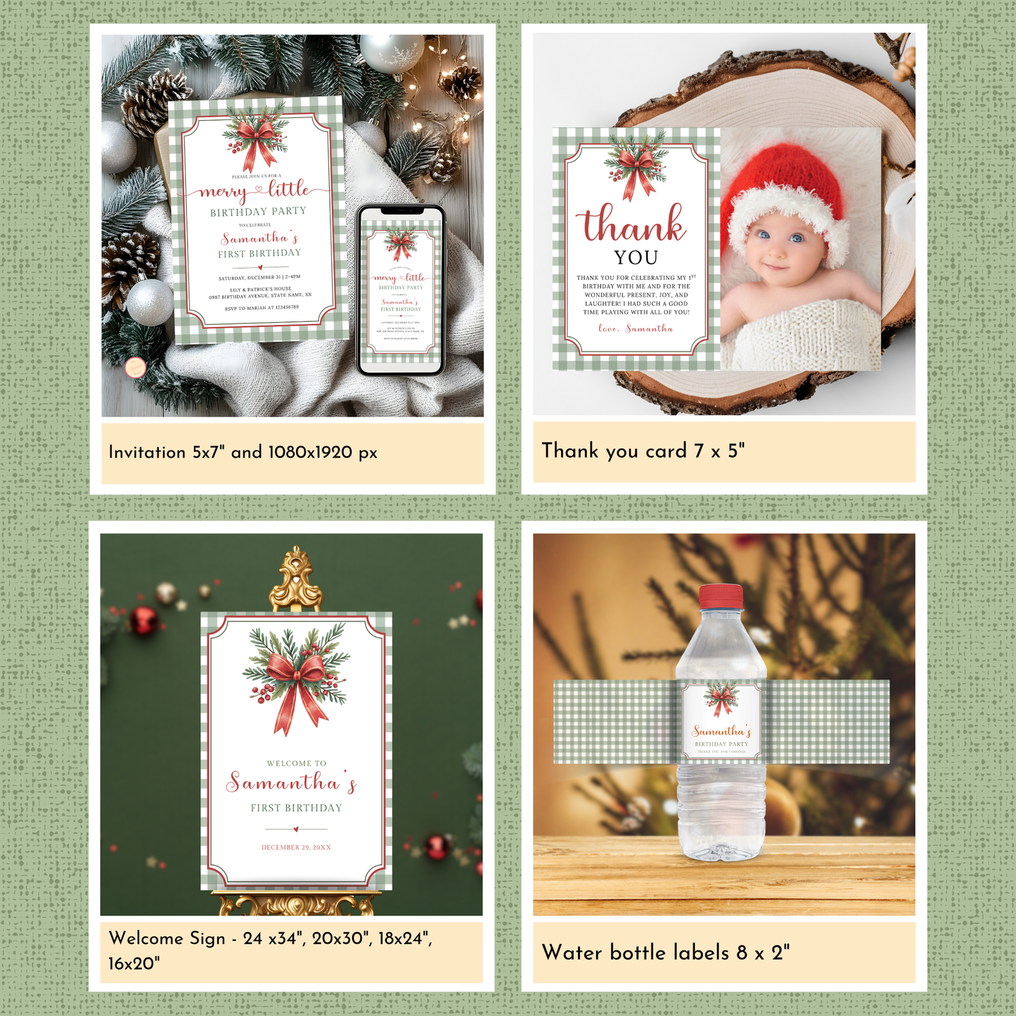 Christmas 1st Birthday Template Bundle #2