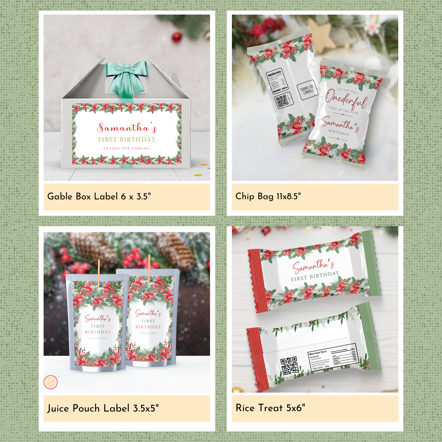 Christmas 1st Birthday Template Bundle #1