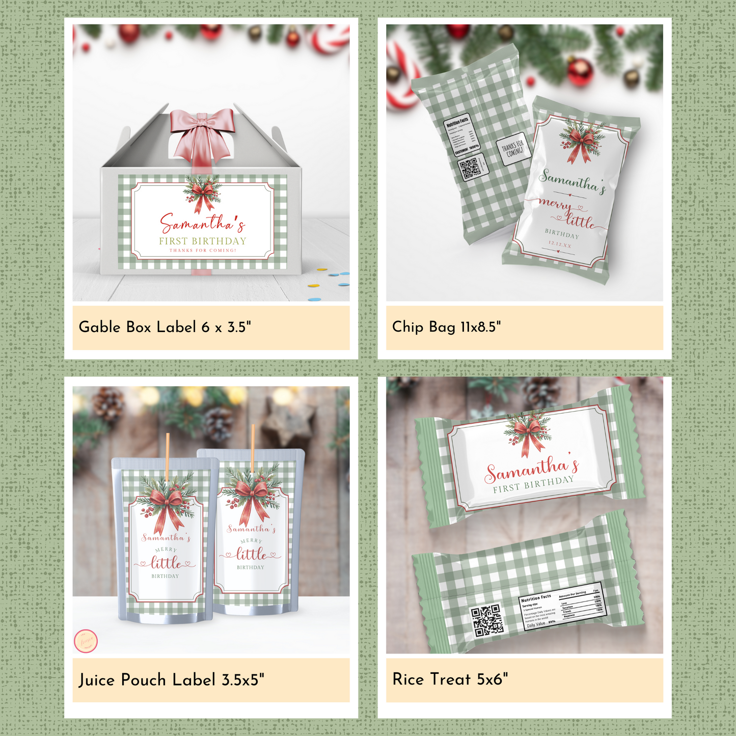 Christmas 1st Birthday Template Bundle #2