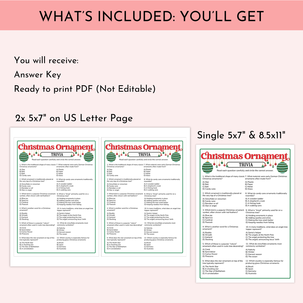 Christmas Ornament Trivia Game