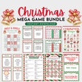 A Christmas-themed digital game bundle - game boards, bingo cards, and activity 