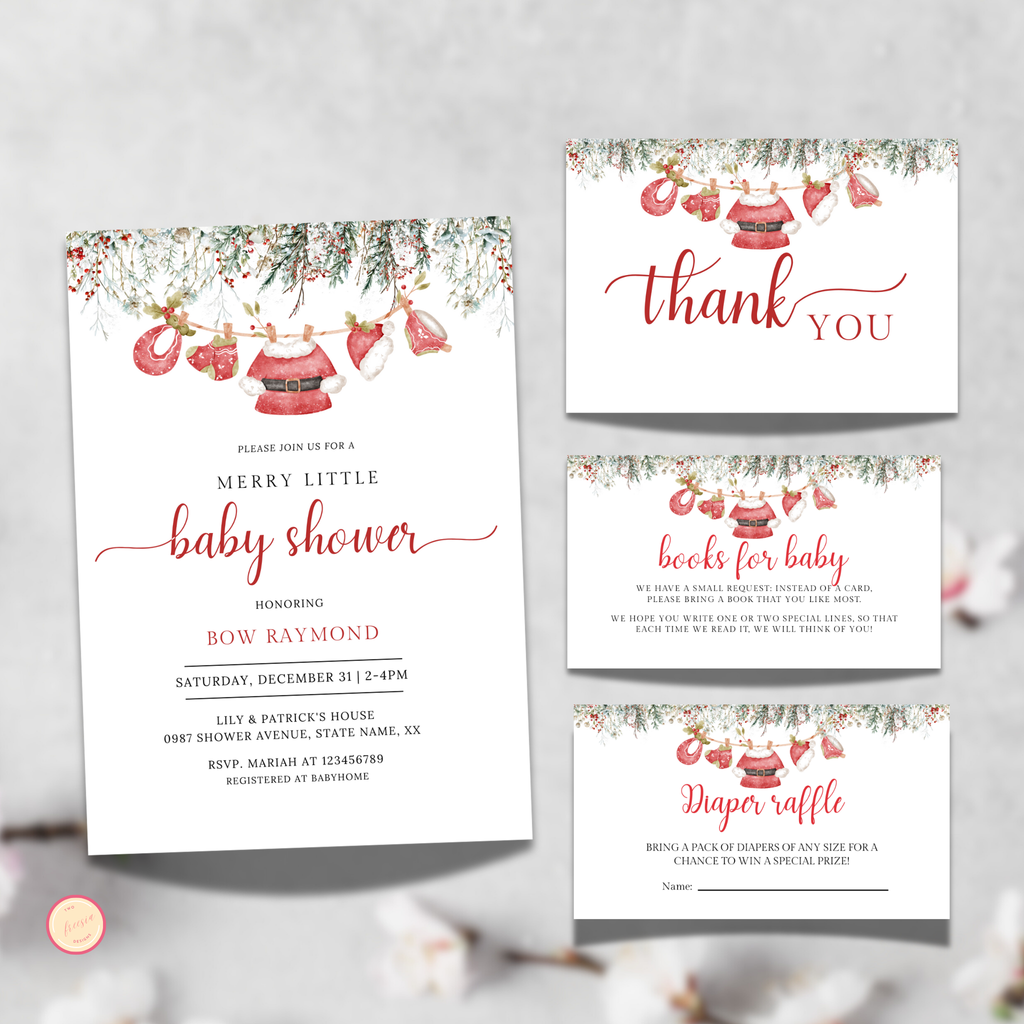 Merry Little Baby Shower Invitation Bundle