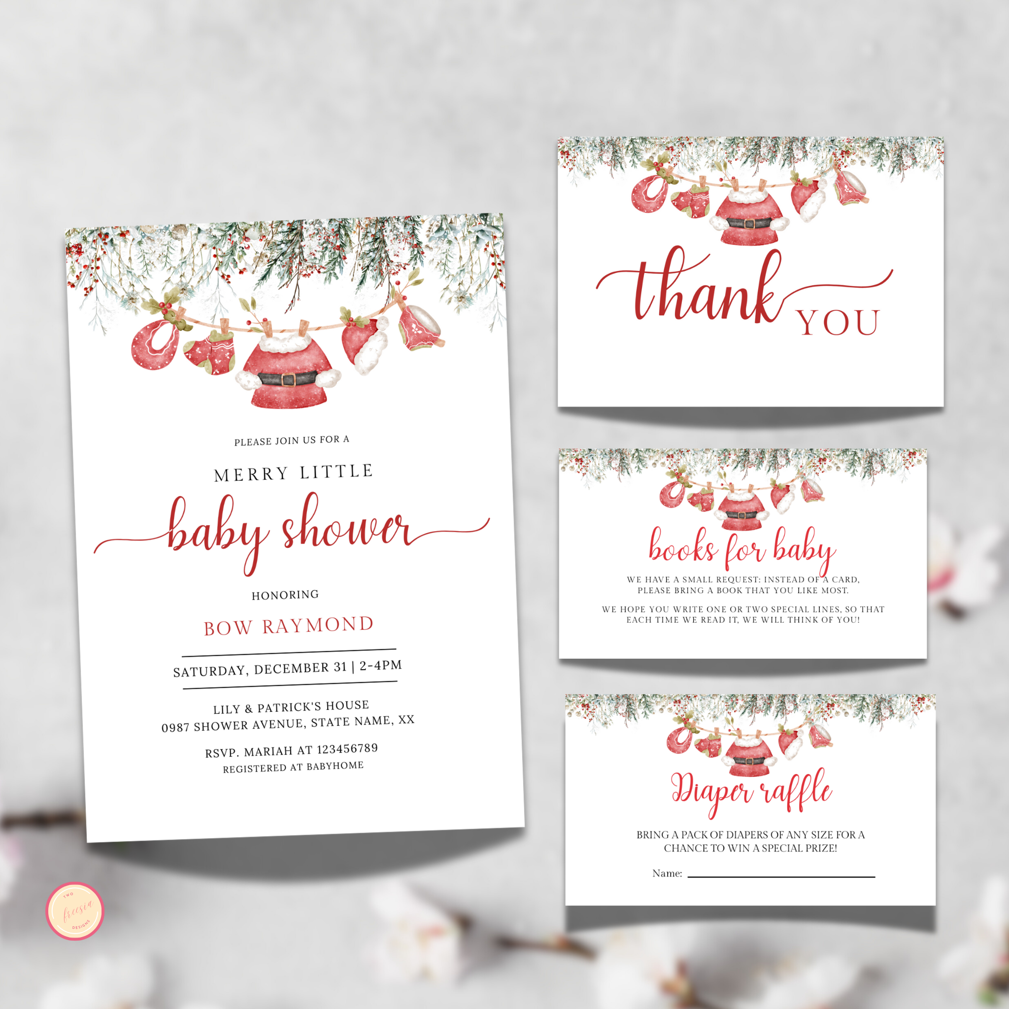 Merry Little Baby Shower Invitation Bundle
