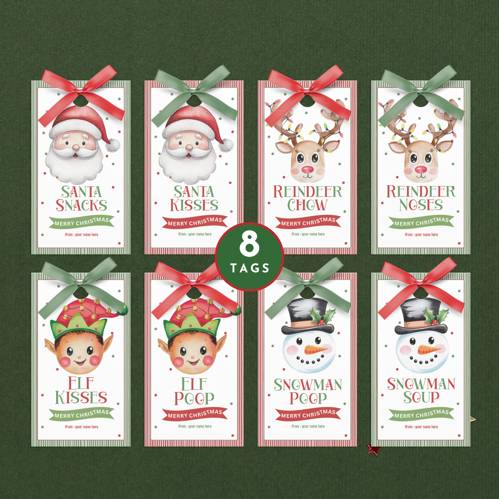 Christmas Treat Bag Toppers & Tag Set | Editable