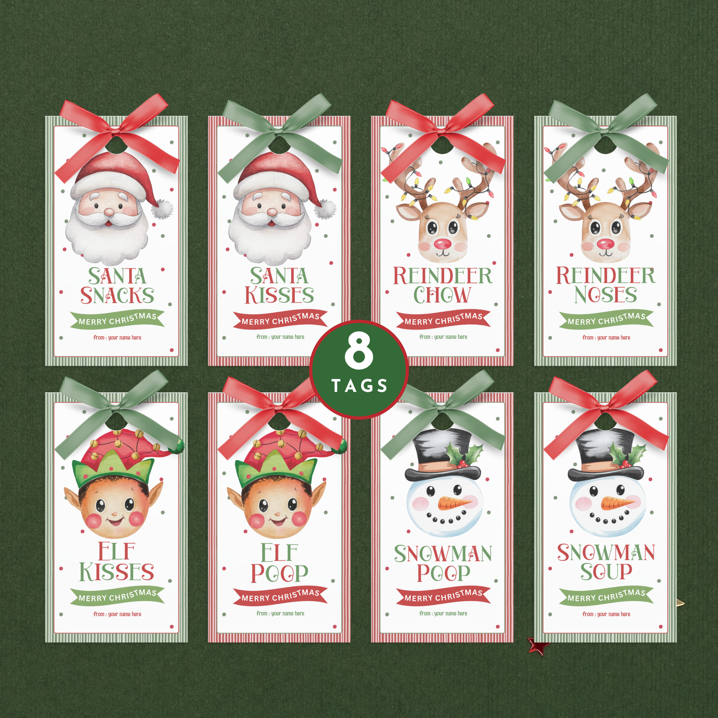 Christmas Treat Bag Toppers & Tag Set | Editable