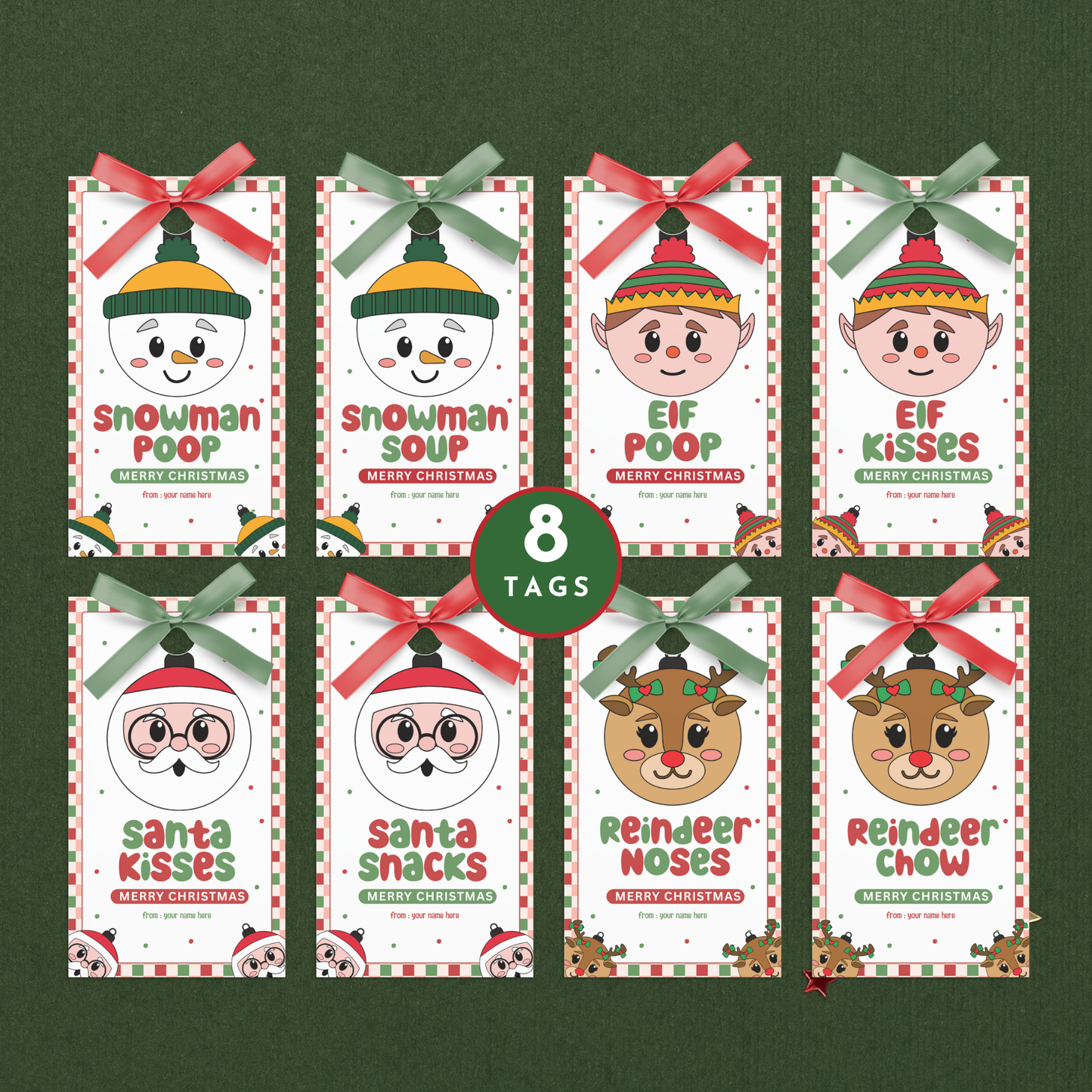 Christmas Treat Bag Toppers & Tag Set
