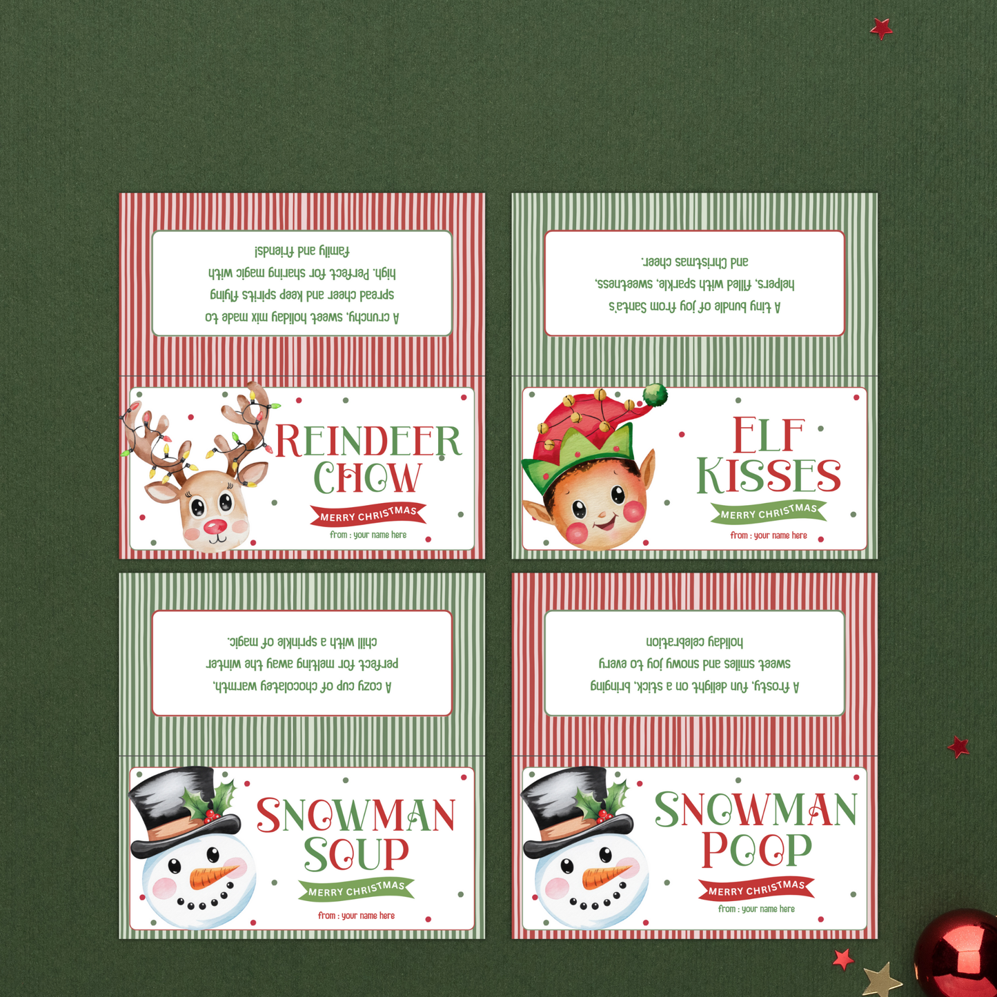 Christmas Treat Bag Toppers Set | Editable