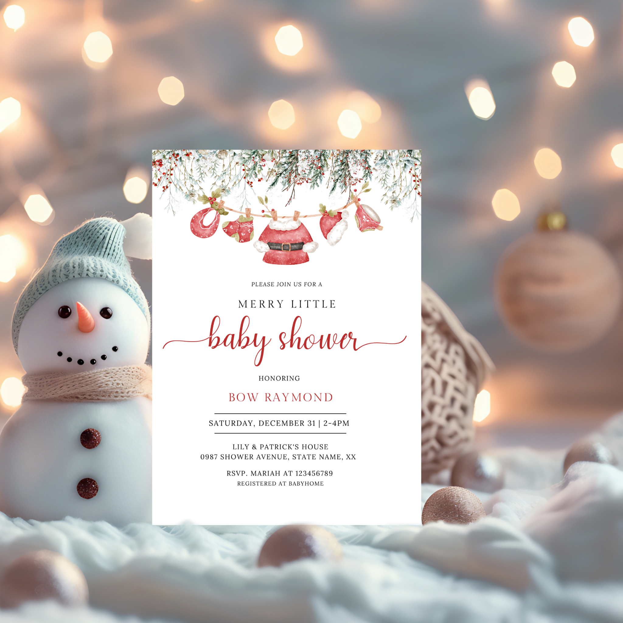 Merry Little Baby Shower Invitation Bundle