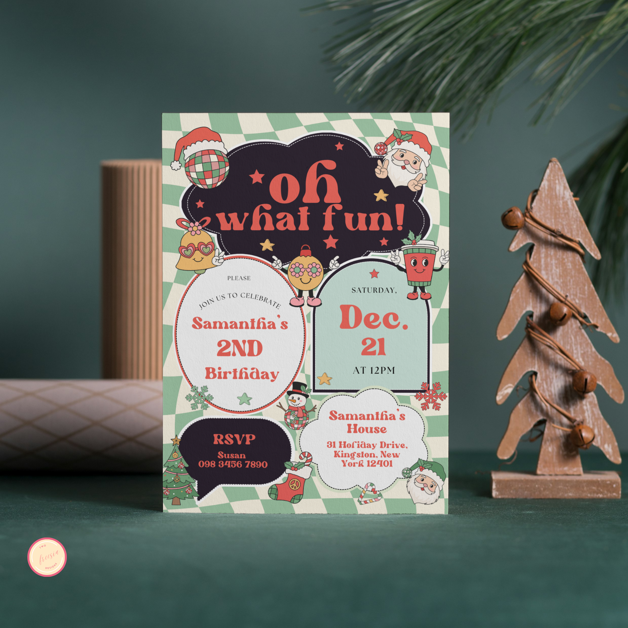 Oh What Fun Christmas Birthday Invitation