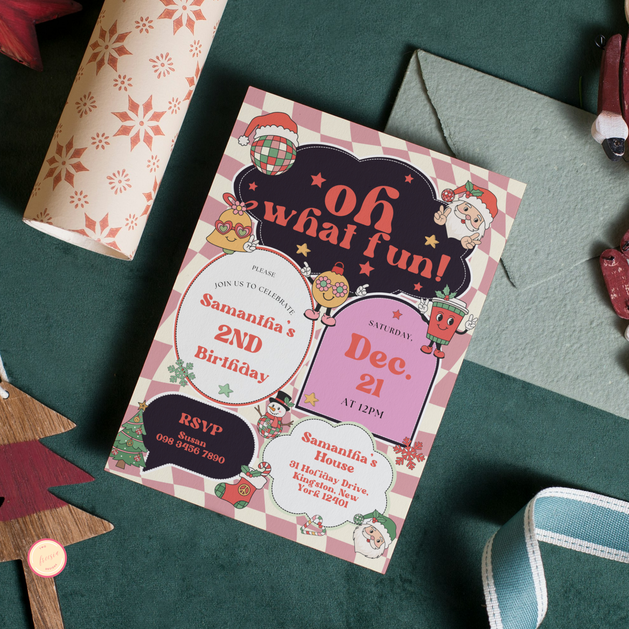 Oh What Fun Christmas Birthday Invitation | Red