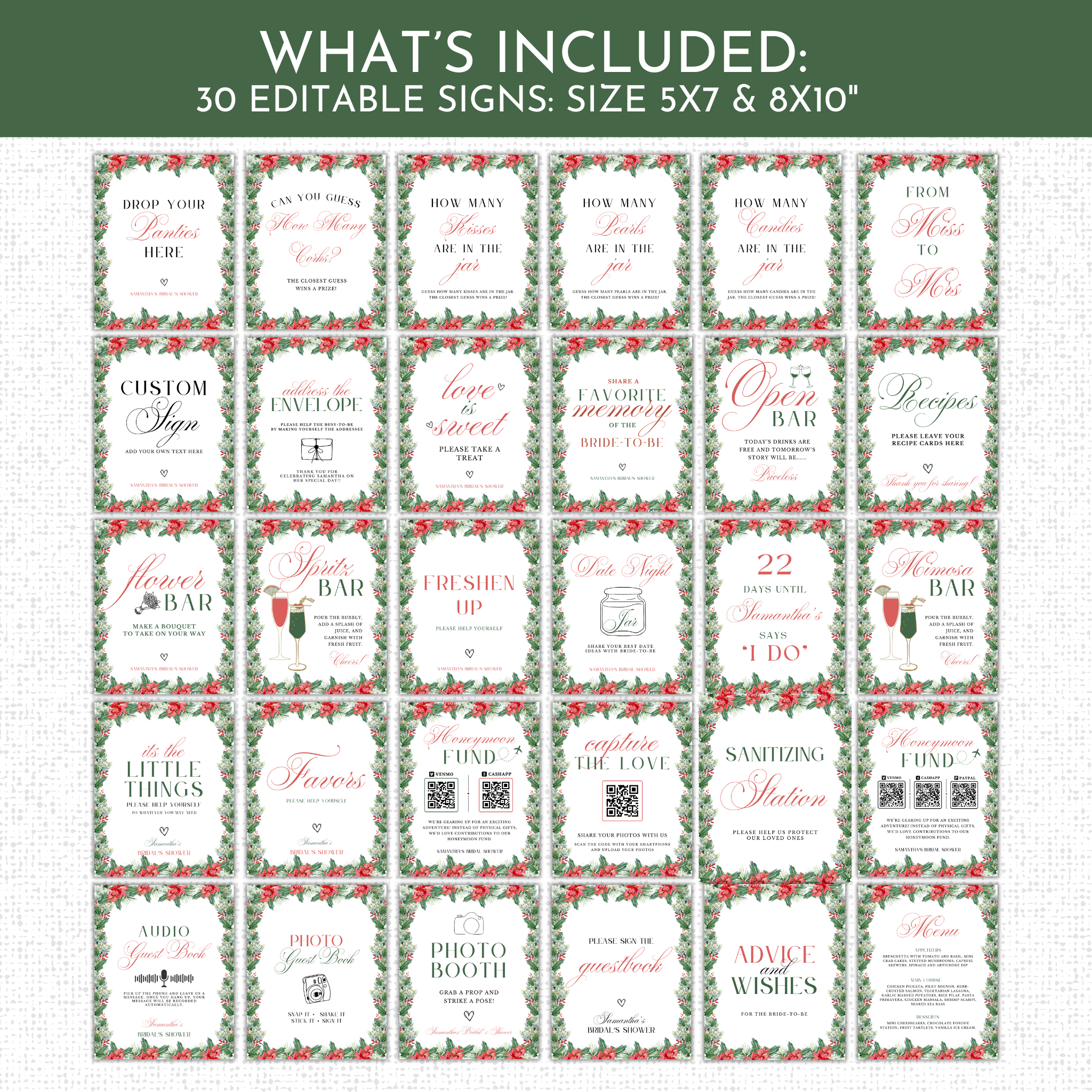 Christmas Bridal Shower Games & Signs - #1