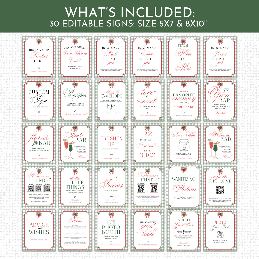 Christmas Bridal Shower Games & Signs - #2