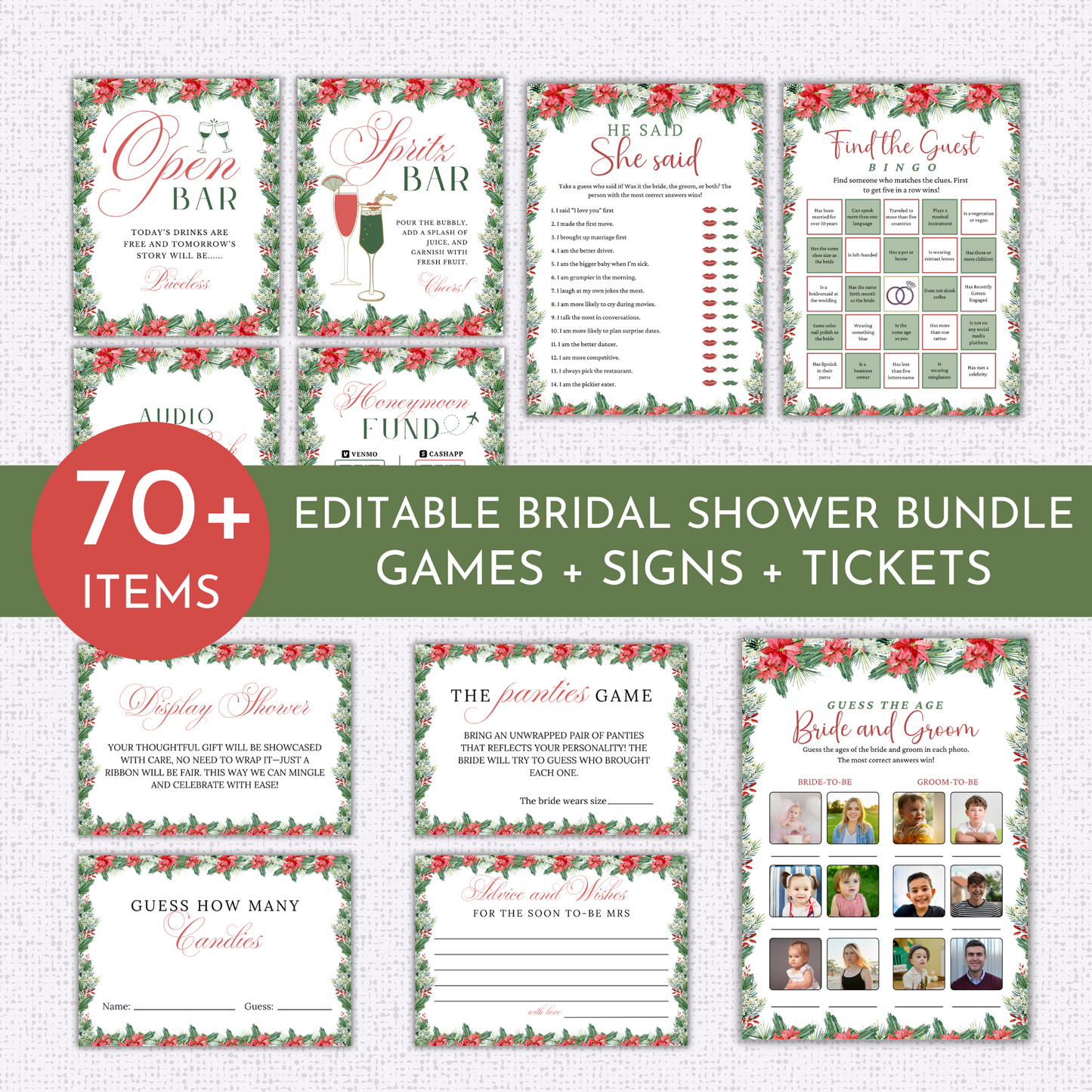 Christmas Bridal Shower Games & Signs - #1