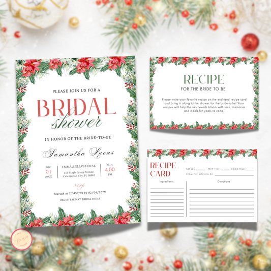 Christmas Bridal Shower + Recipe Card Bundle #1