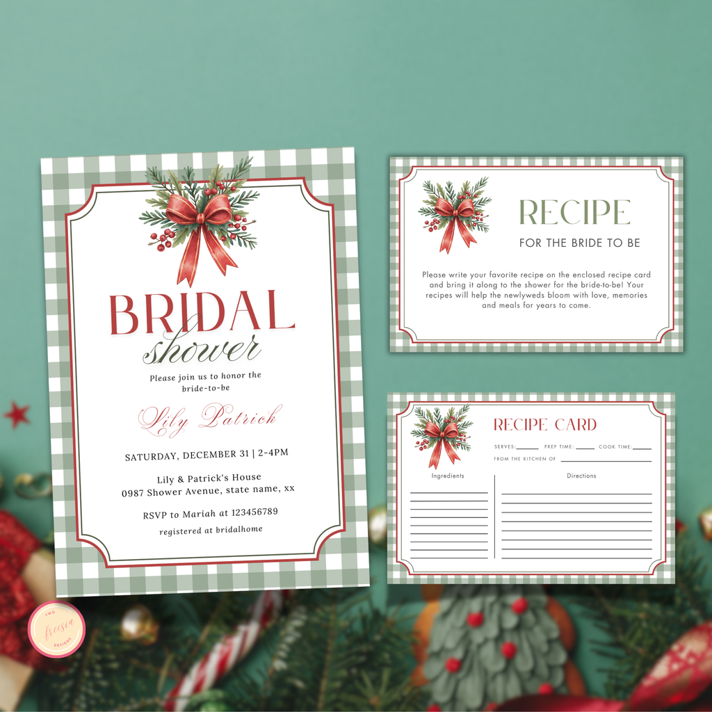 Christmas Bridal Shower + Recipe Card Bundle #2