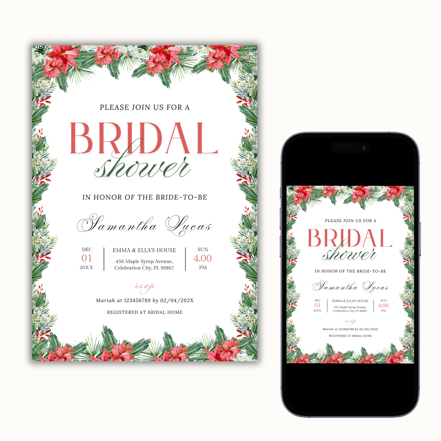 Christmas Bridal Shower Invitation - #1