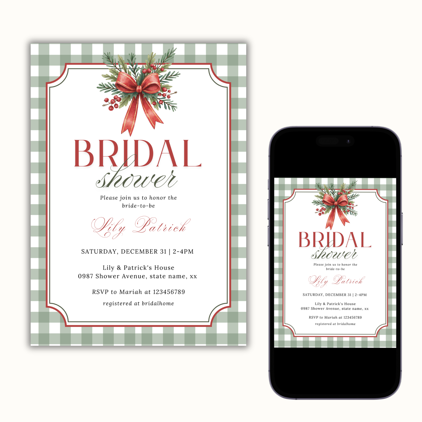 Christmas Bridal Shower Invitation - #2