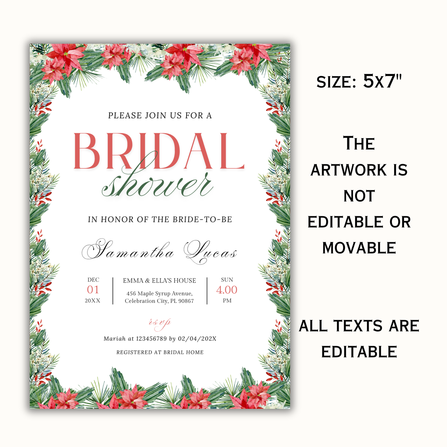 Christmas Bridal Shower Invitation - #1
