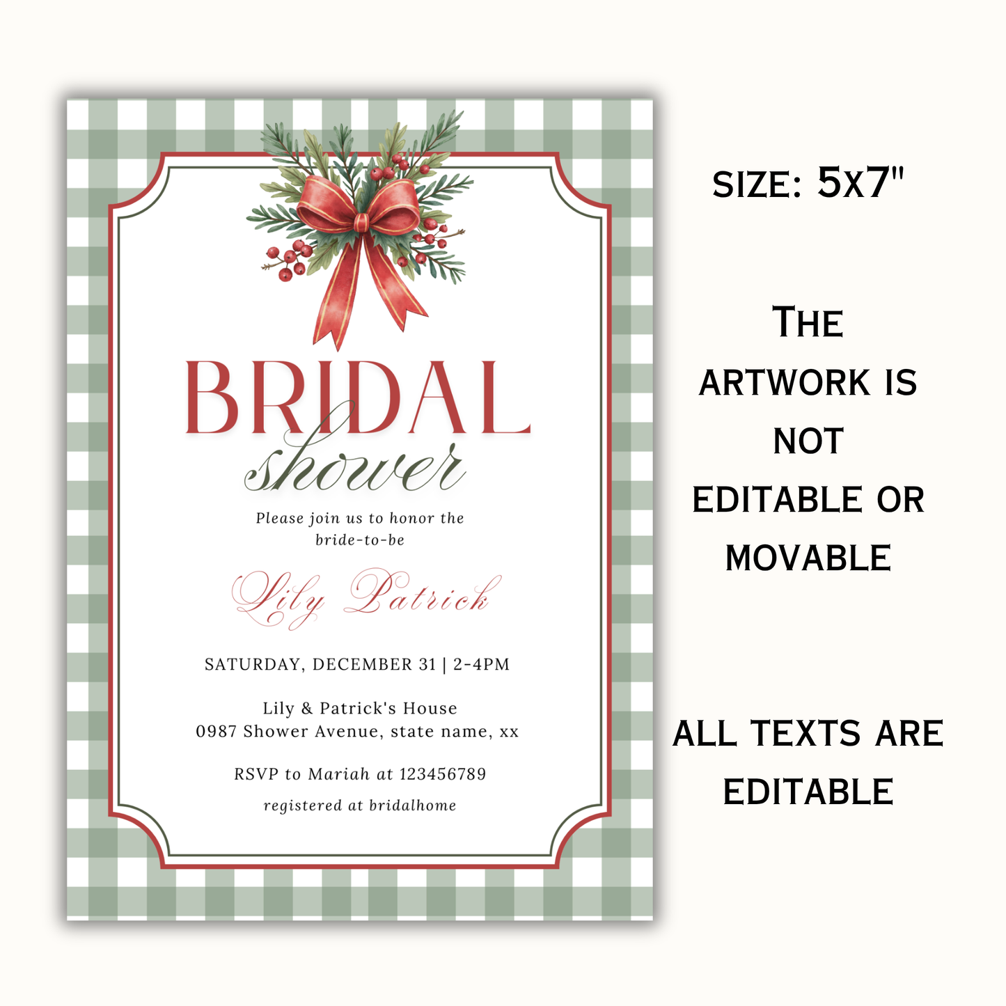 Christmas Bridal Shower Invitation - #2