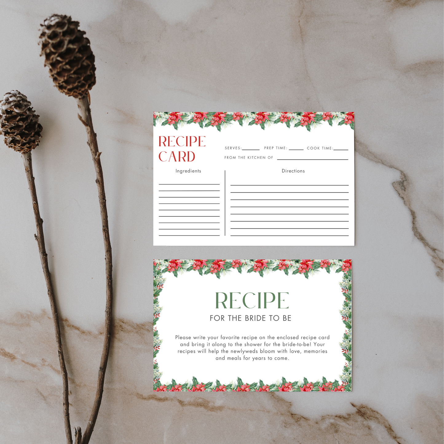 Christmas Bridal Shower + Recipe Card Bundle #1