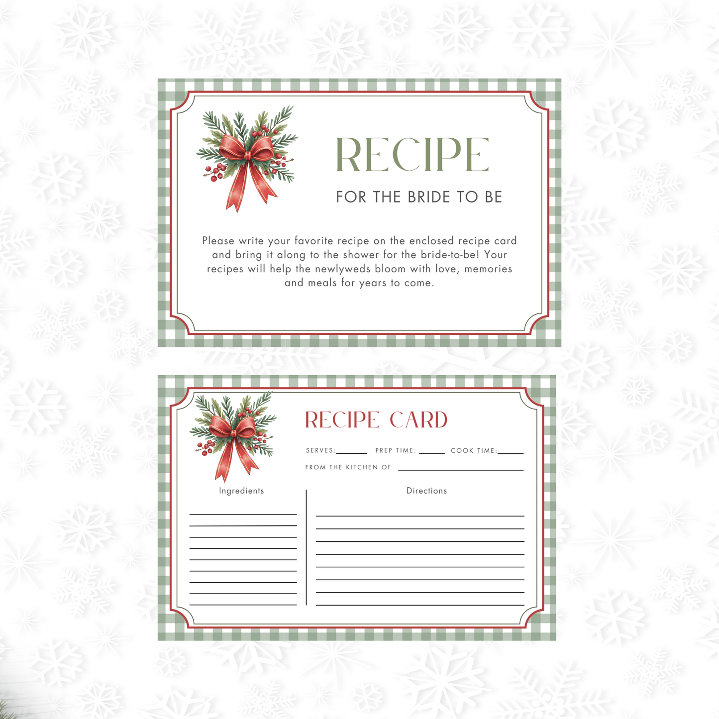 Christmas Bridal Shower + Recipe Card Bundle #2