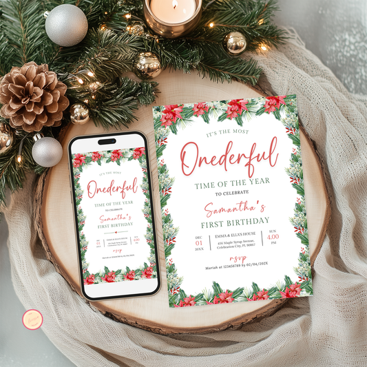 Christmas 1st Birthday Invitation