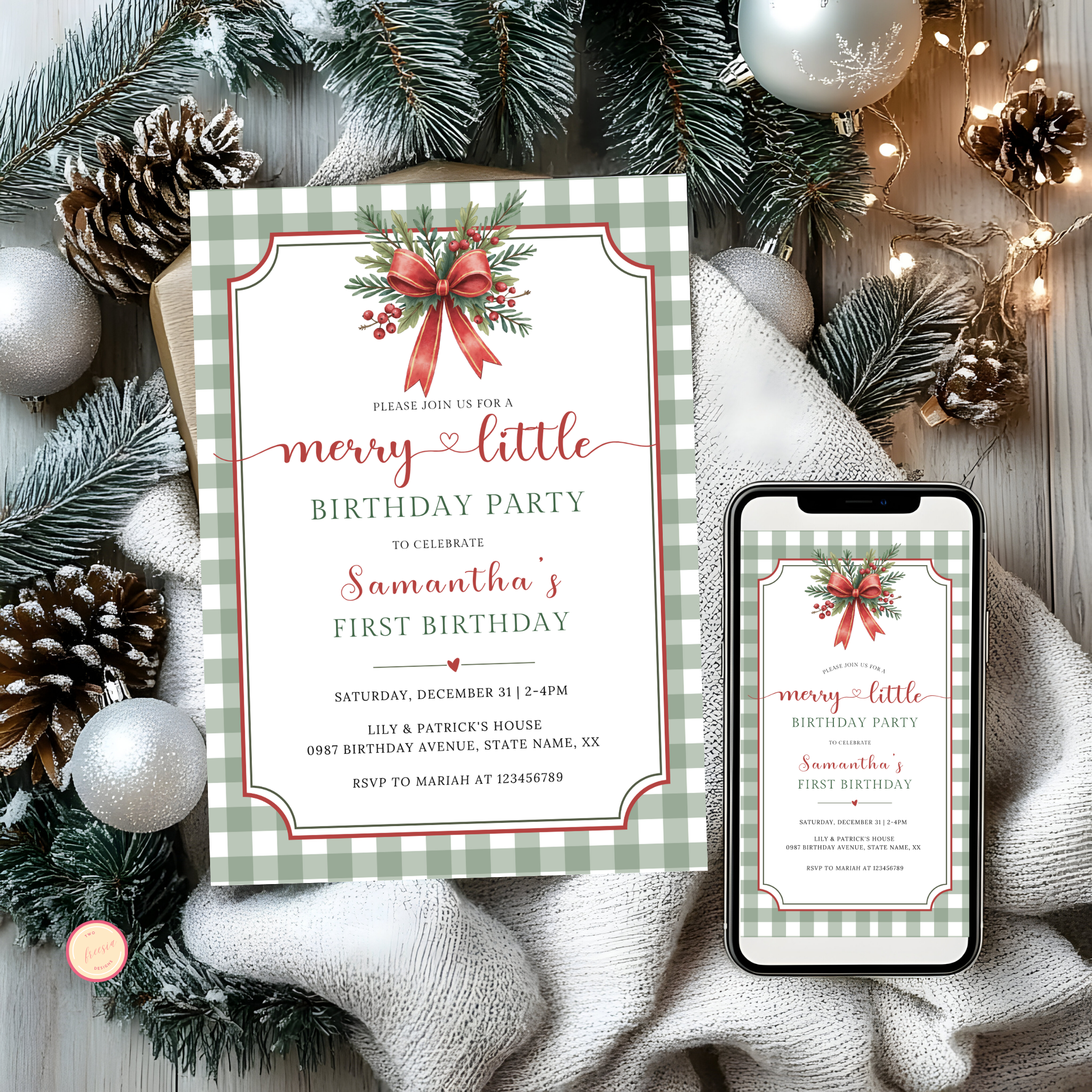 Christmas 1st Birthday Invitation #1 | CV76