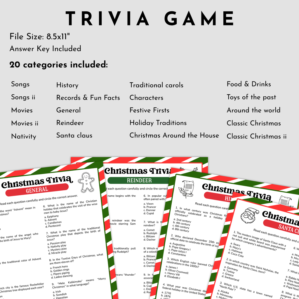 Christmas trivia game printable sheets 