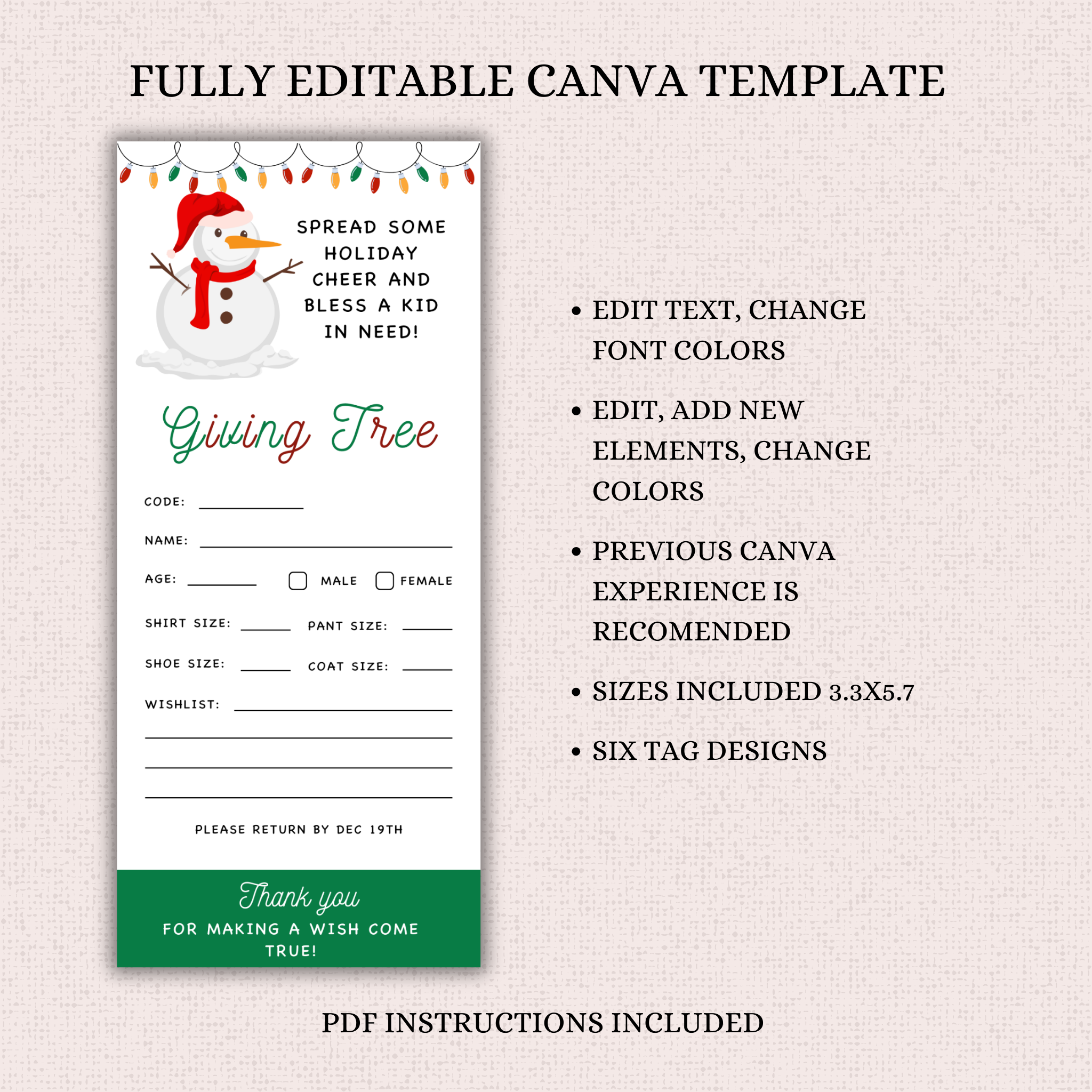 Christmas Giving Tree Tags Template