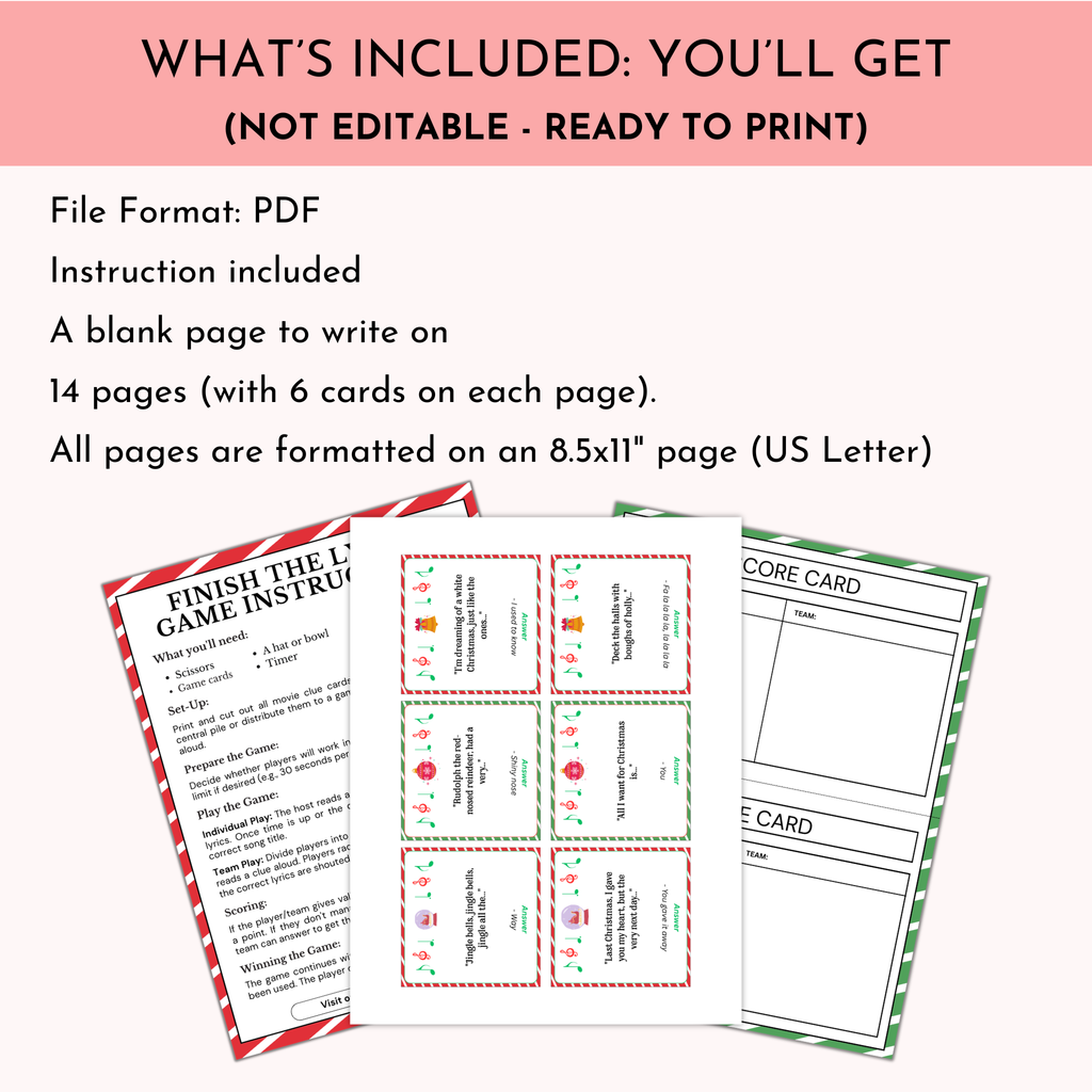 Christmas Finish The Lyrics Game