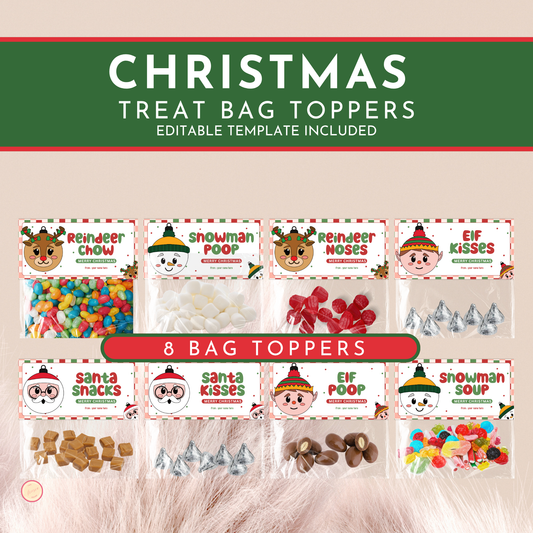 Christmas Treat Bag Toppers Set | Editable 02