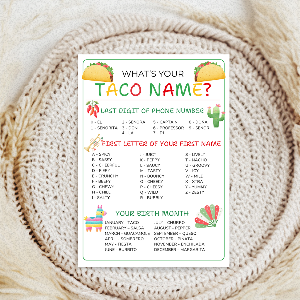 What's your Taco Name Game