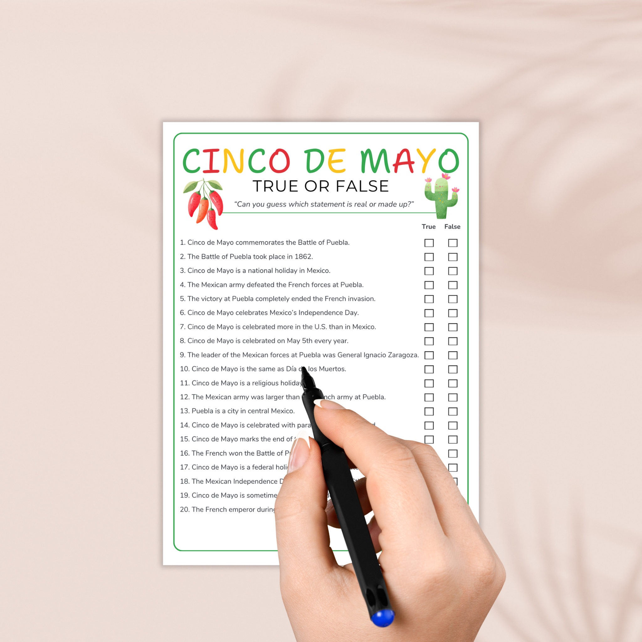 True or False Game | Cinco de Mayo