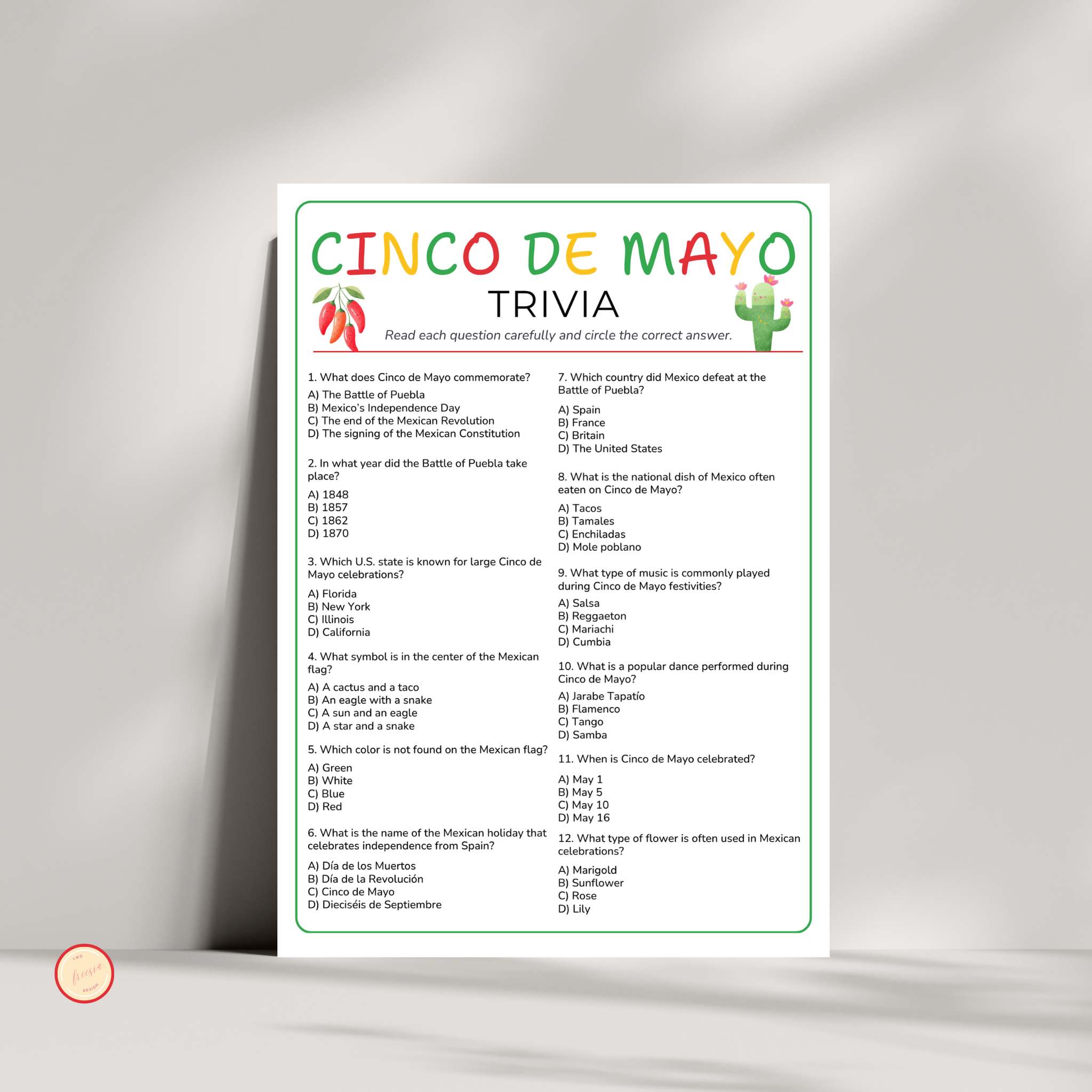 Cinco de Mayo Trivia Game