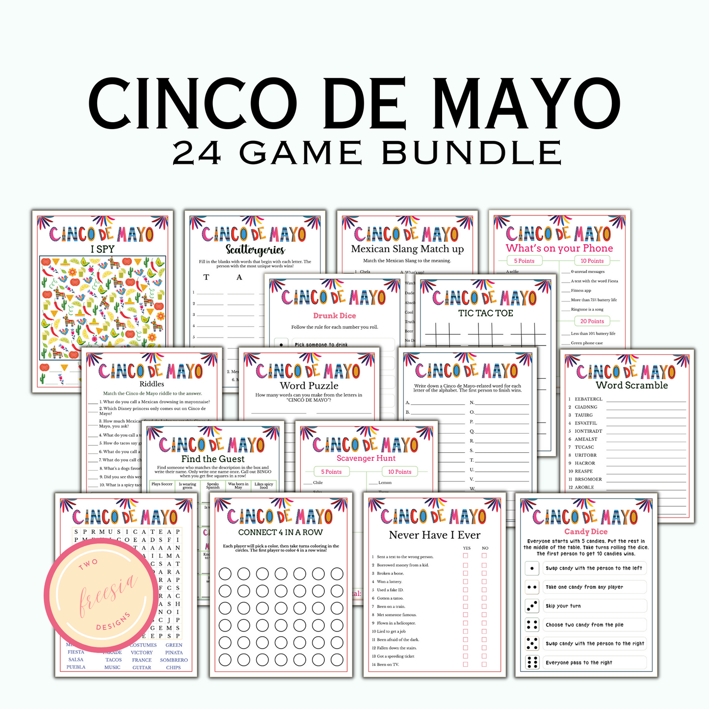 Cinco de Mayo Game Bundle for Kids & Adults - 24 Pack