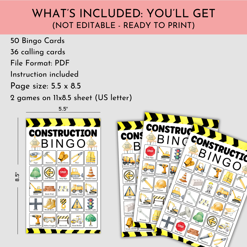 Construction Bingo Game