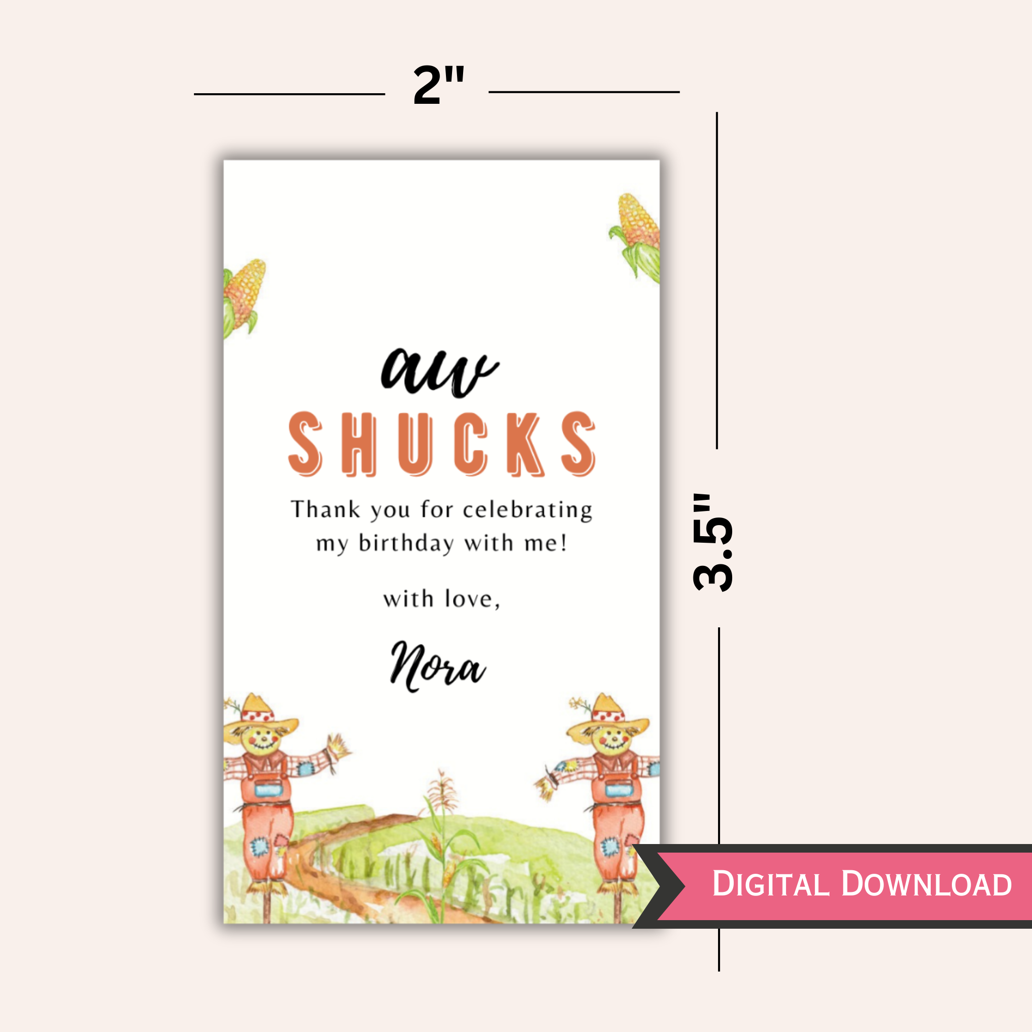 Corn Maze Birthday Favor Tag