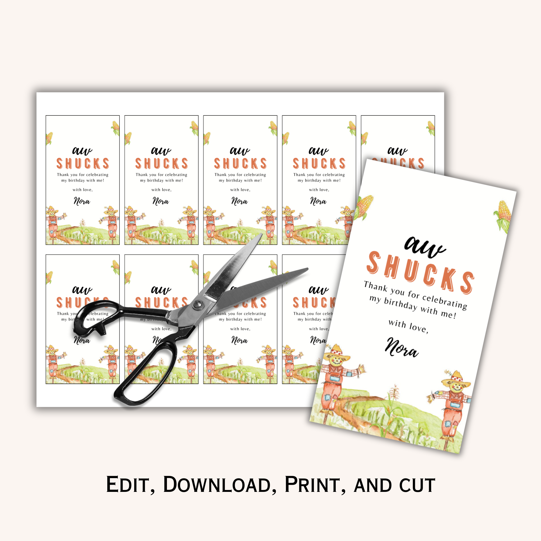 Corn Maze Birthday Favor Tag