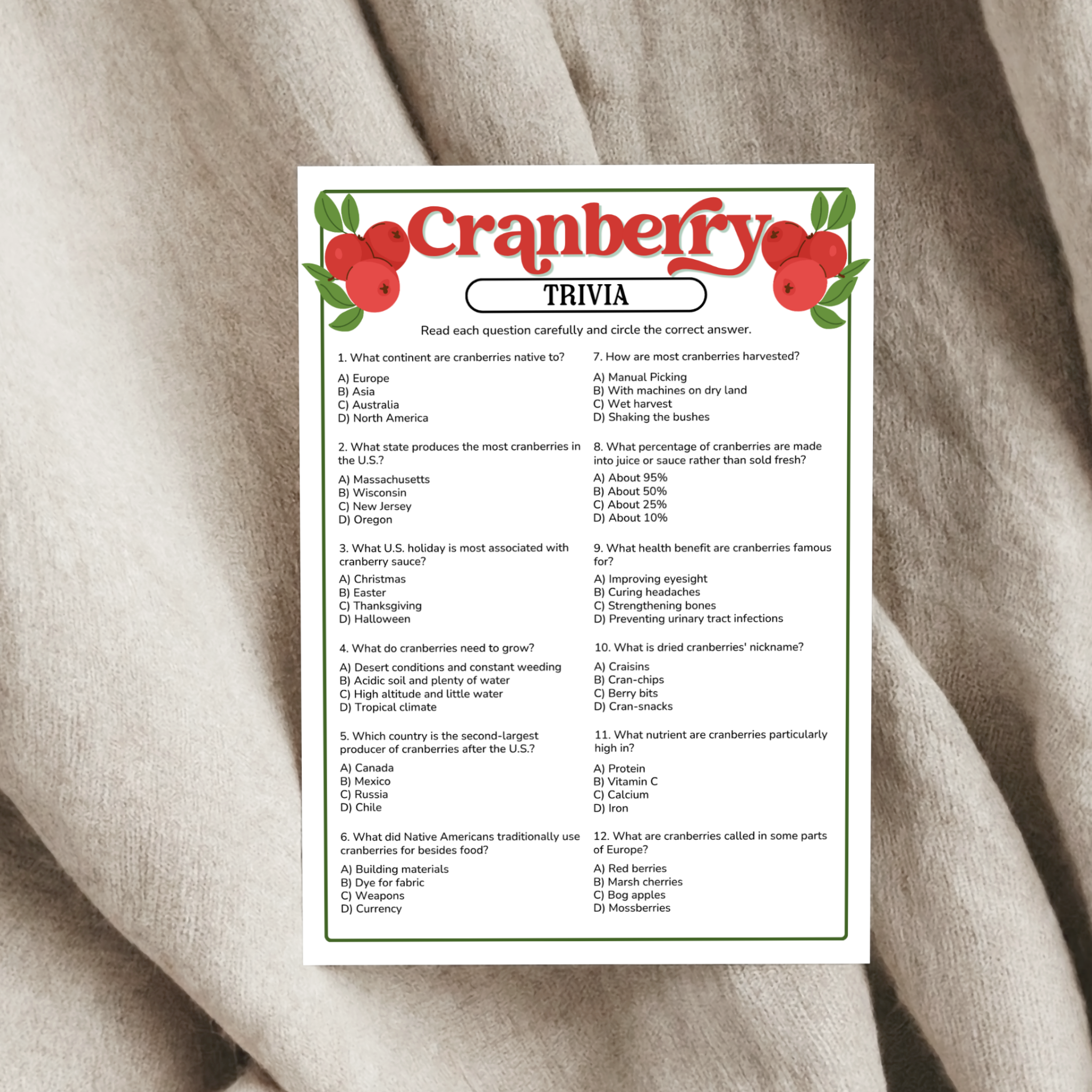 Cranberry Trivia