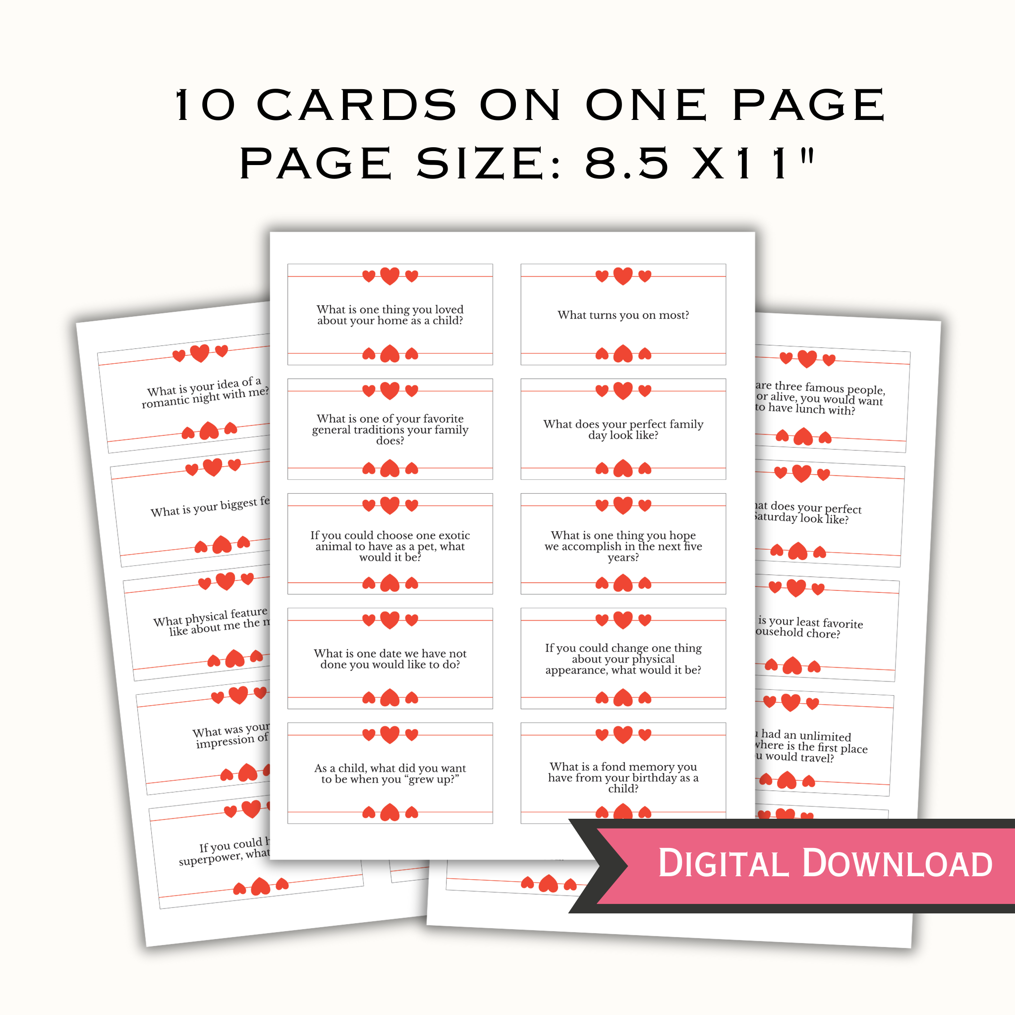 70 Conversation Starters Cards for Couples Date Nights
