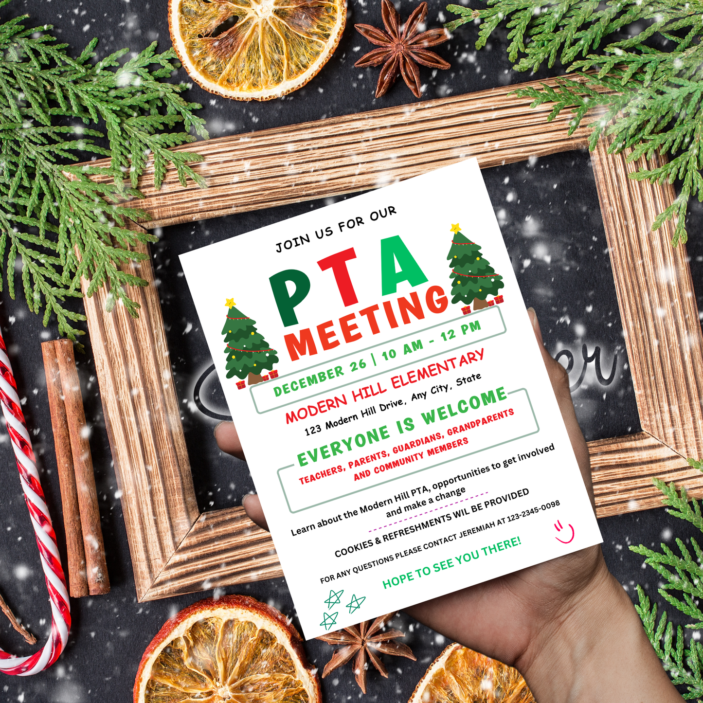 December PTO Monthly Meetings Flyer Template