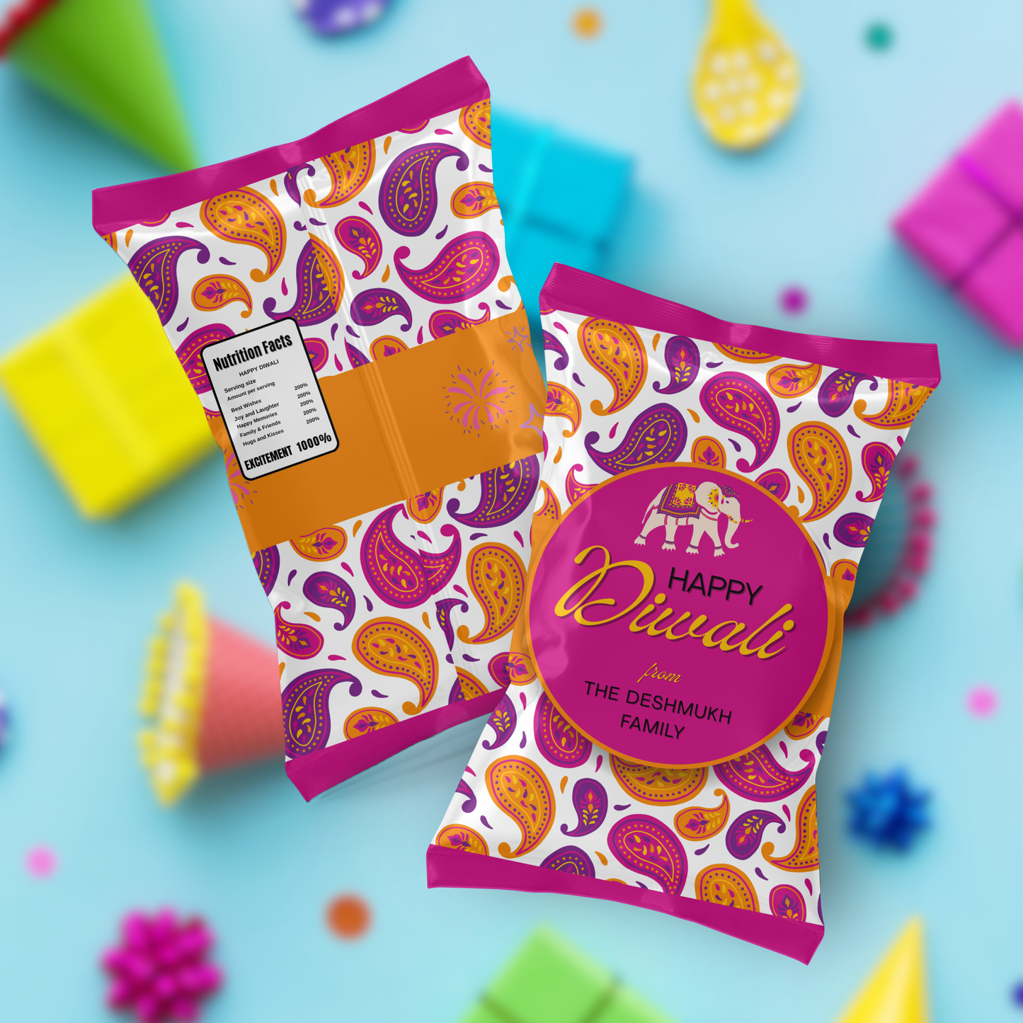 Diwali Chip Bag | Editable Template