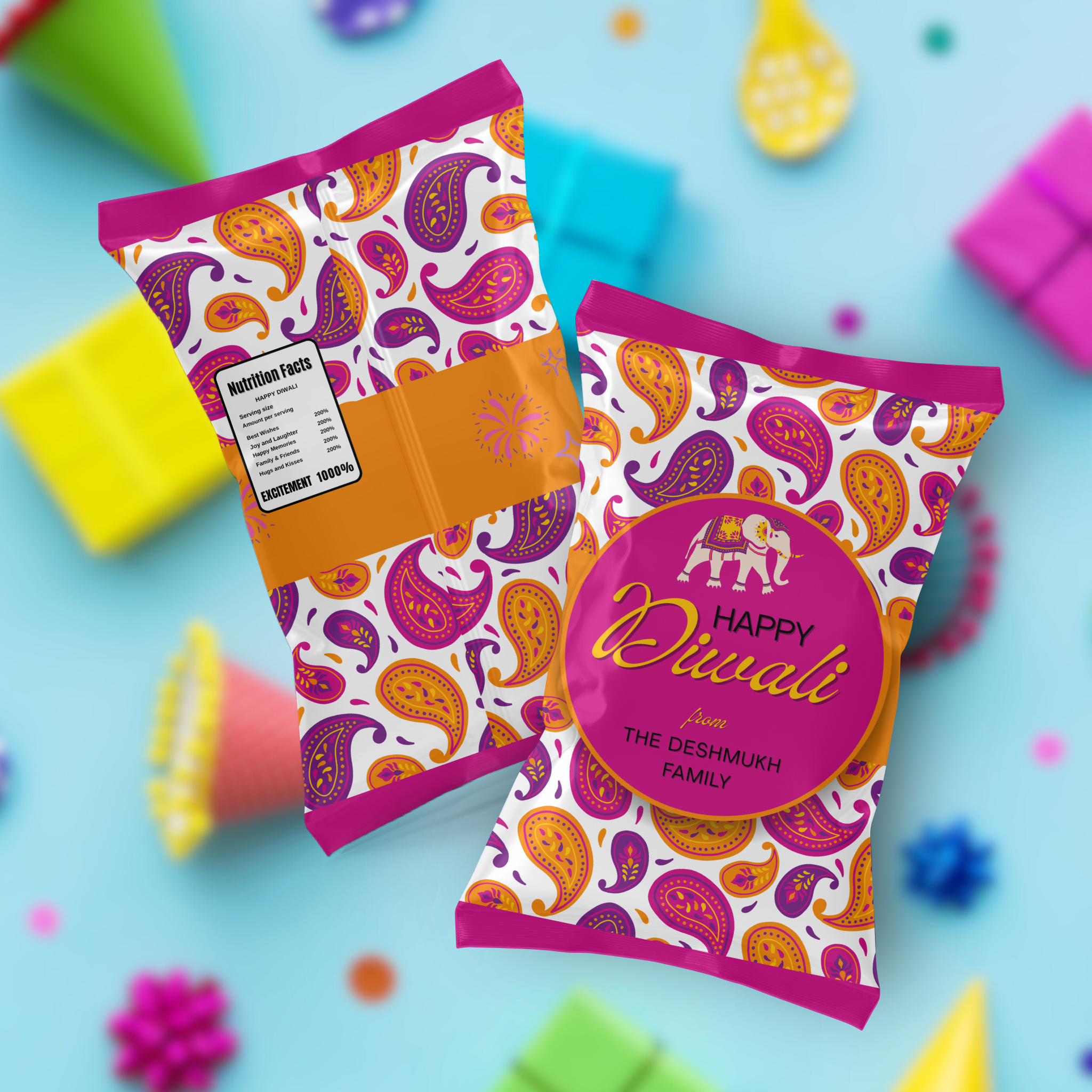 Diwali Chip Bag | Editable Template