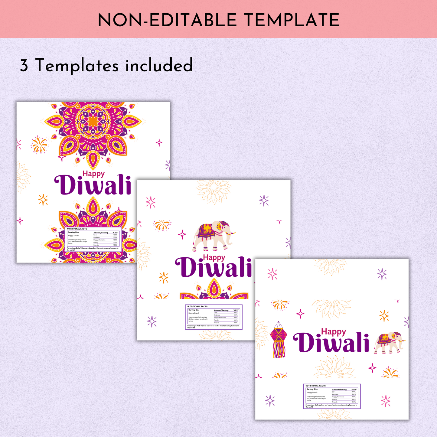 Diwali Chocolate Wrapper Printable | Set of 3