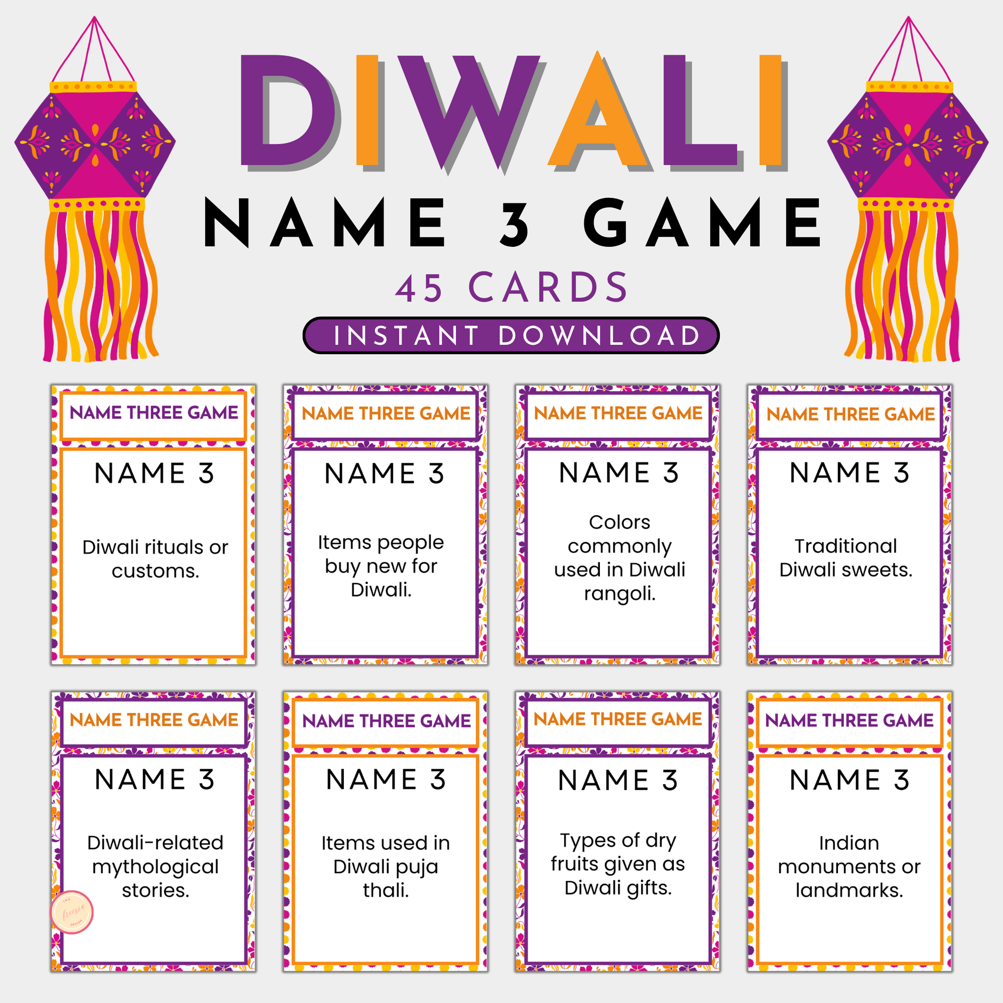 Diwali Name Three Game