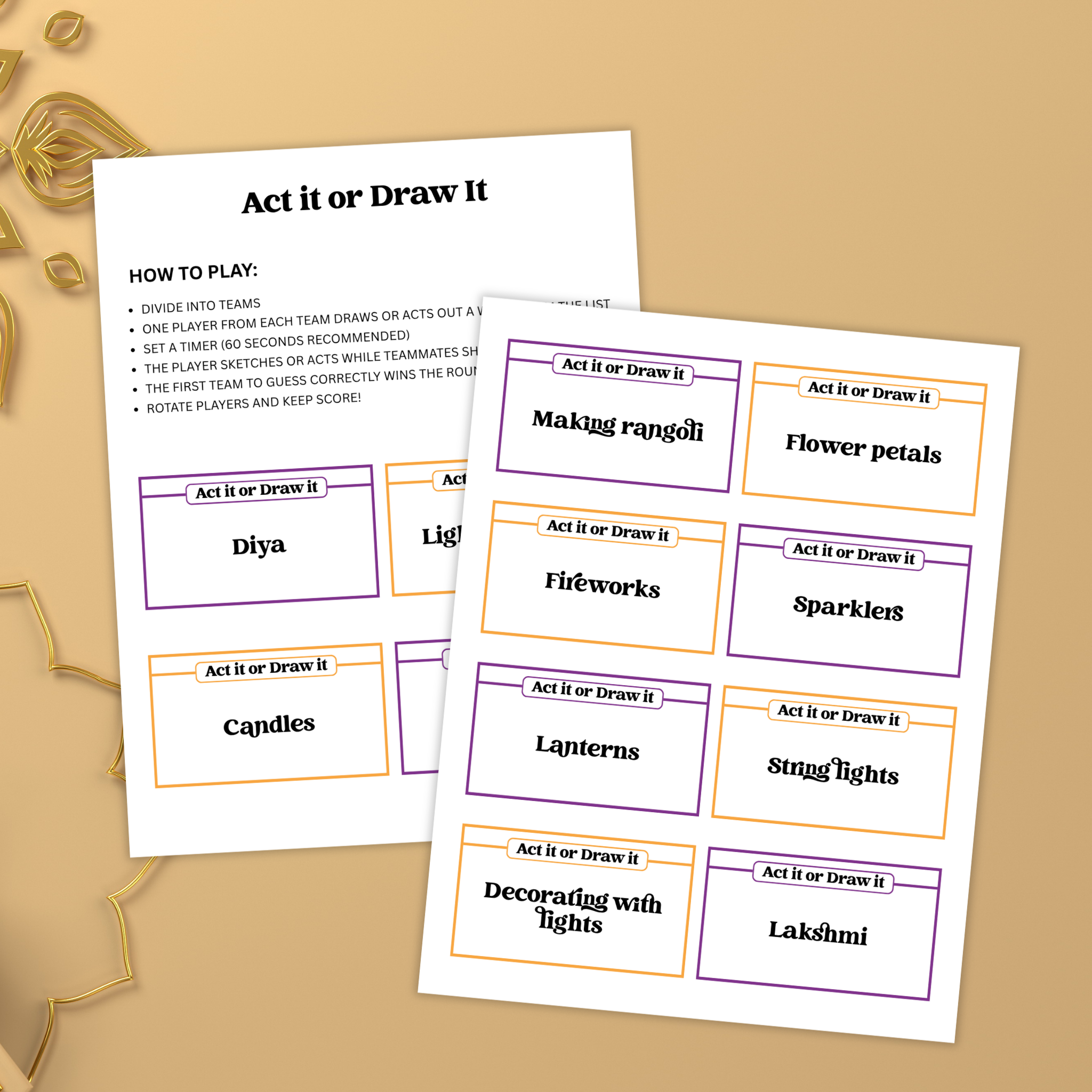 Diwali Act It or Draw It Game