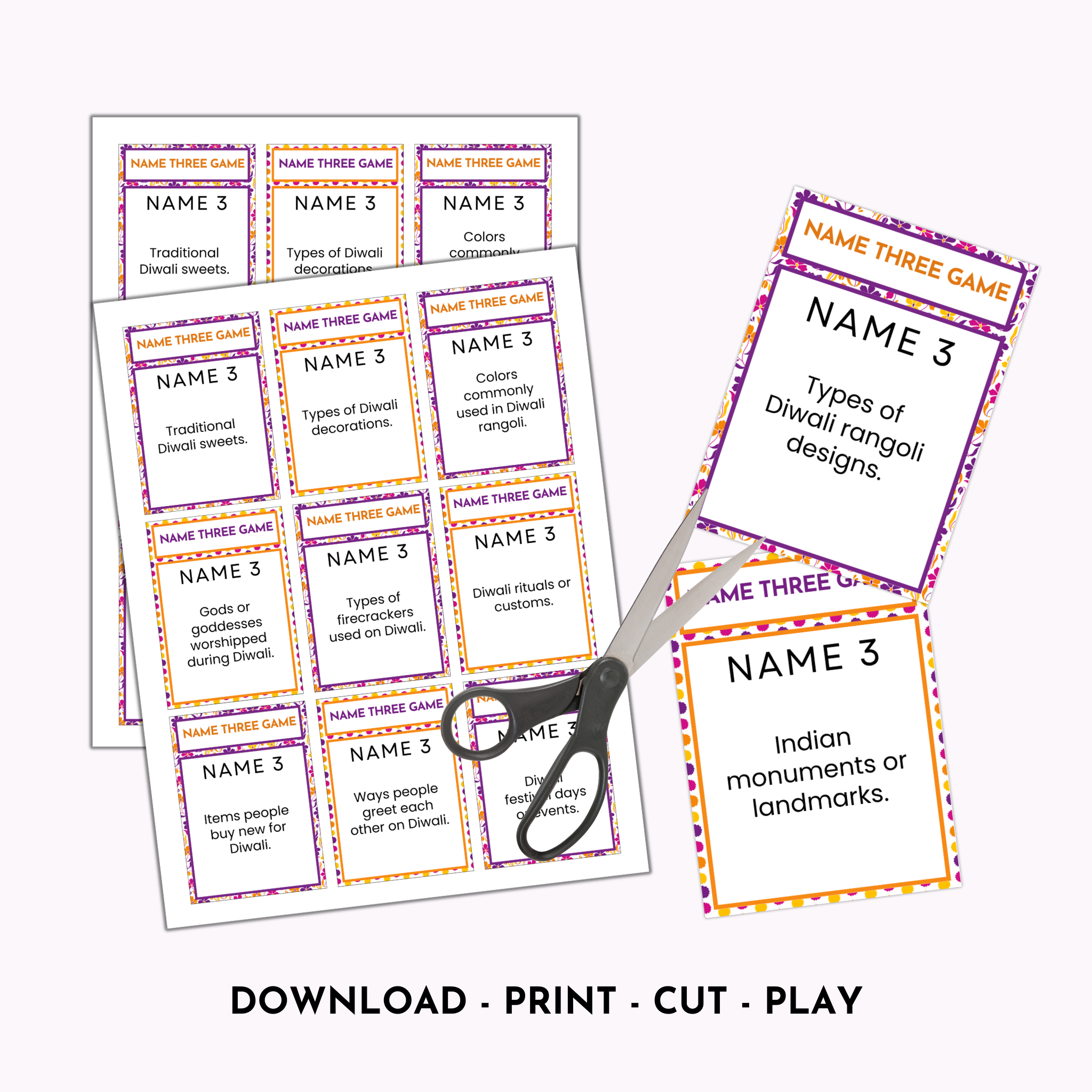 Diwali Name Three Game