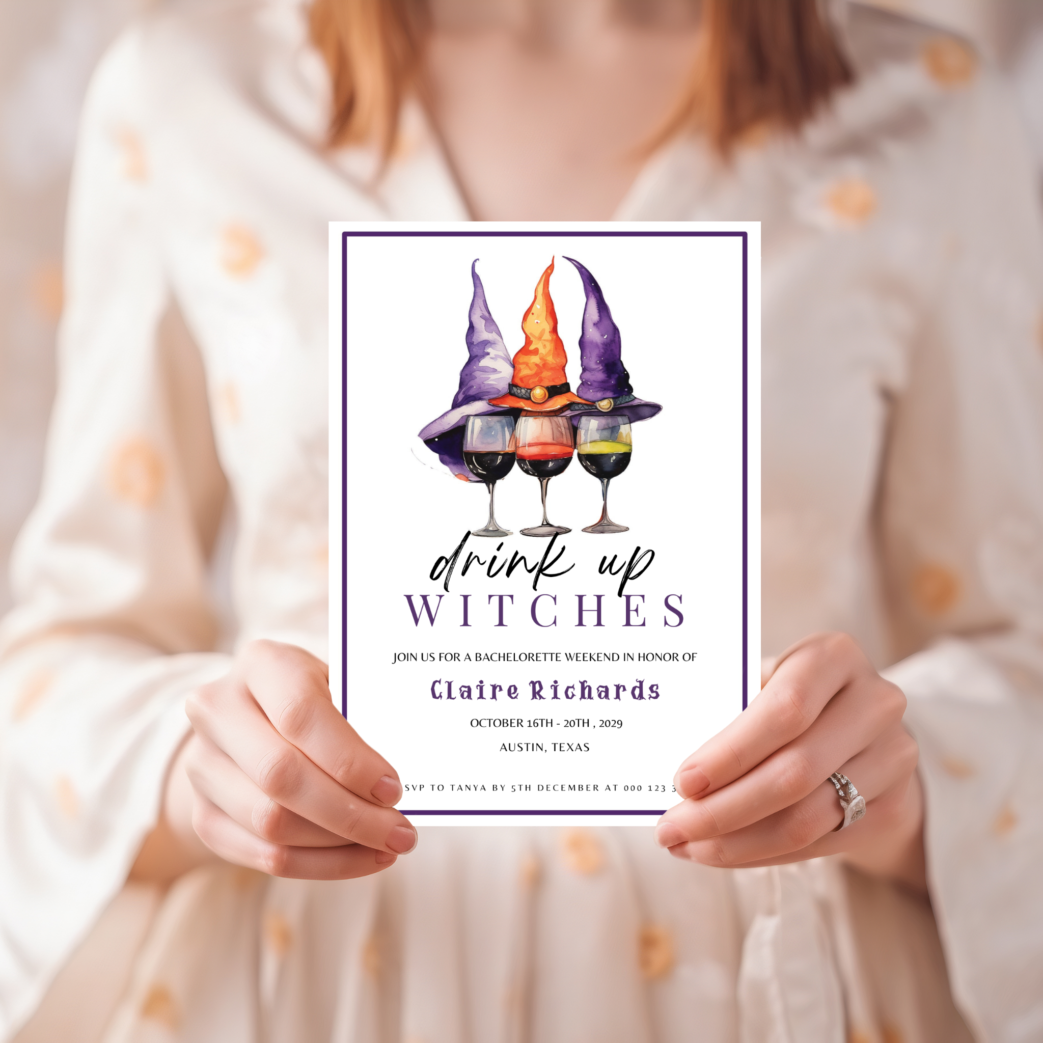 Drink Up Witches Bachelorette Invitation