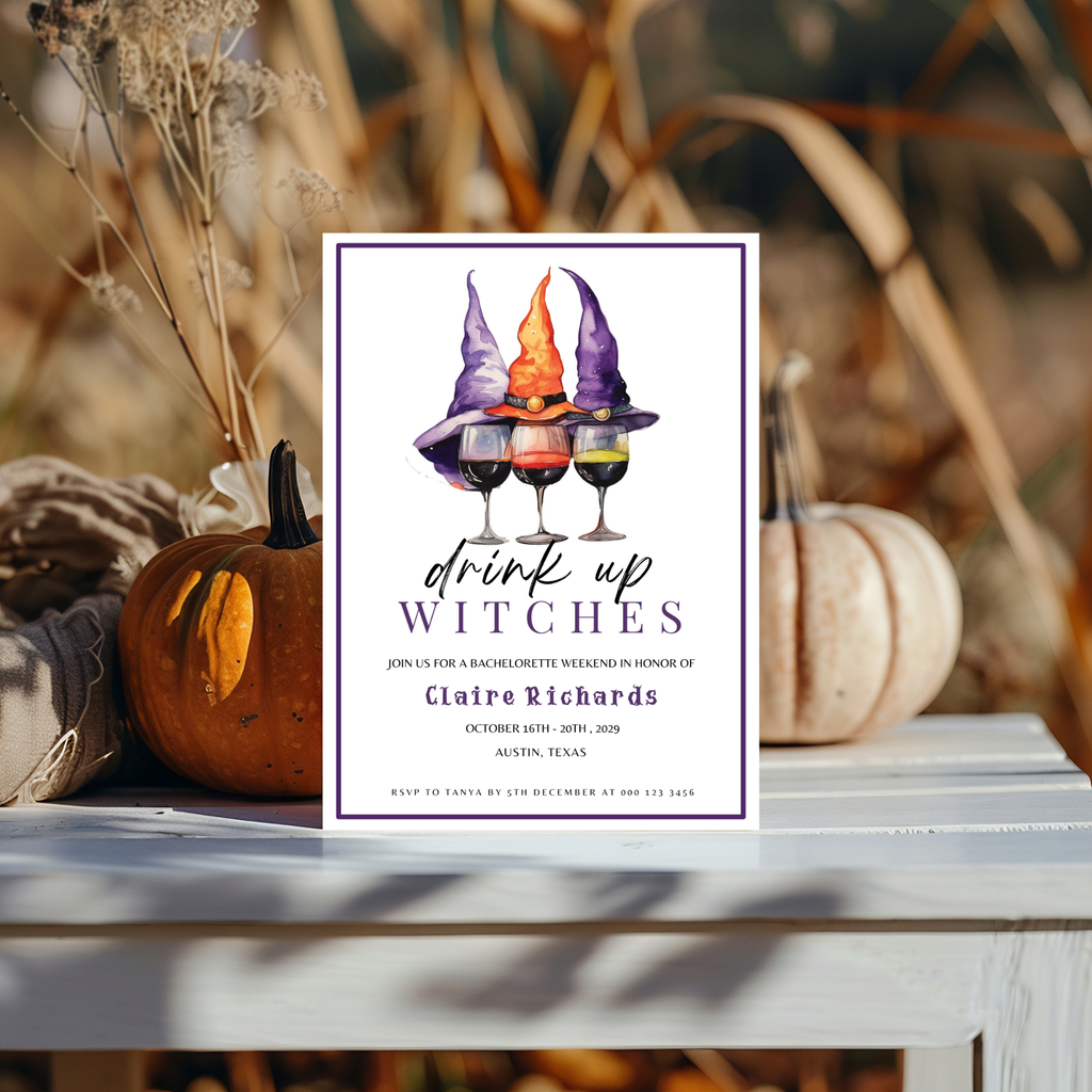 Drink Up Witches Bachelorette Invitation